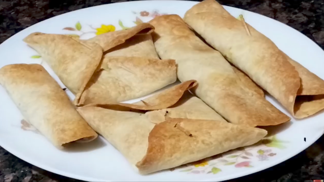 Vegetable chimichanga with Indian roti