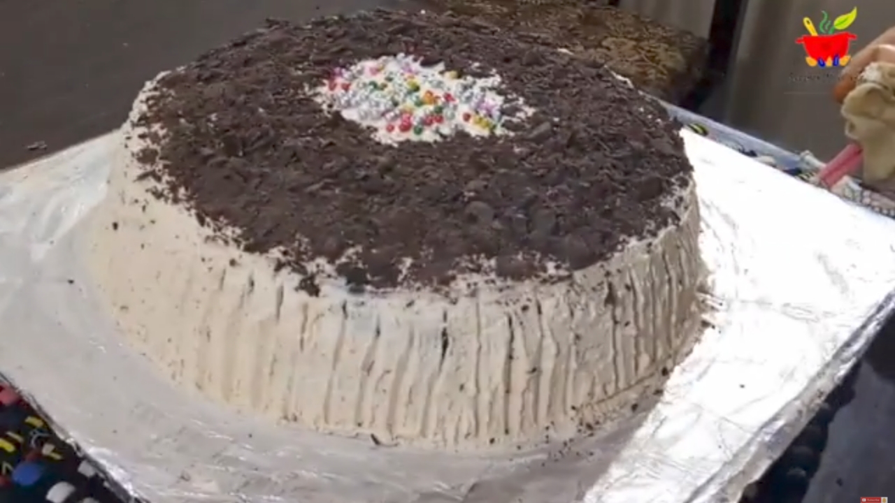 Best homemade layered butterscotch chocolate cake with whipped cream frosting